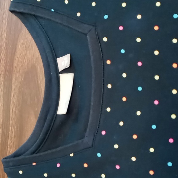 Croft & Barrow Black w Bright Dots Square Neck Tee XL - Picture 3 of 5